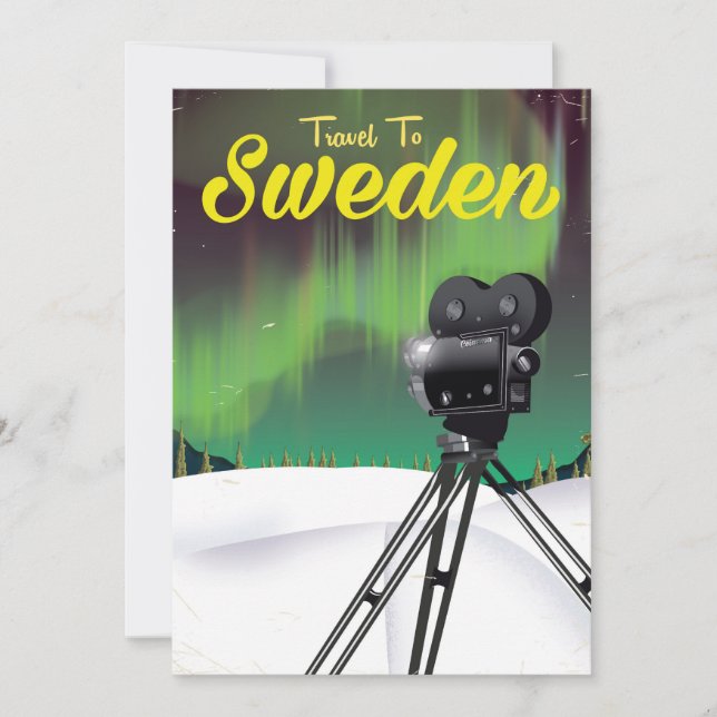 Reizen naar Zweden Noorderlicht Cameraposter. (Voorkant)