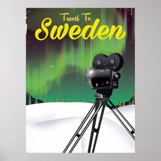 Reizen naar Zweden Noorderlicht Cameraposter. Poster (Voorkant)