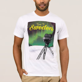 Reizen naar Zweden Noorderlicht Cameraposter. T-shirt