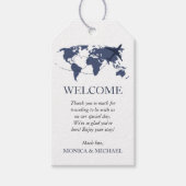 Reizen Navy Blue Bestemming Bruiloft WELKOM Cadeaulabel (Voorkant)