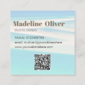 Reizen Ocean Beach Zee Wit Blauw QR Zakelijk Vierkante Visitekaartje (Achterkant)
