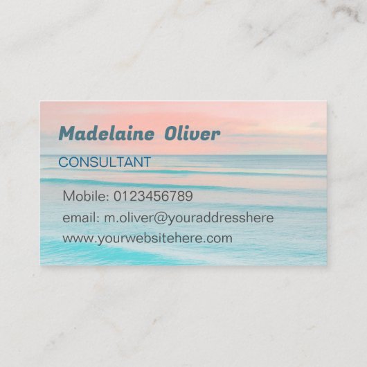 Reizen Ocean Sky Blue Modern Visitekaartje (Achterkant)