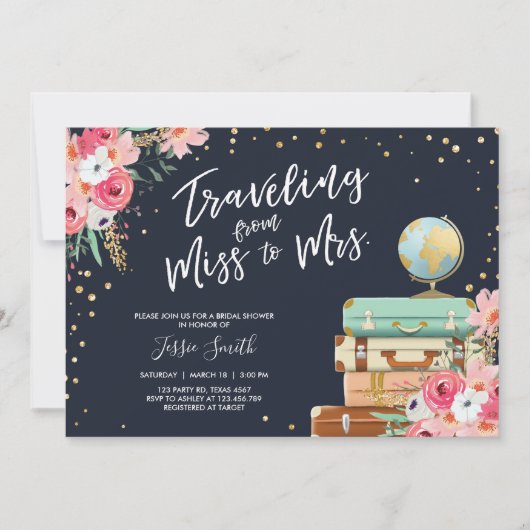 Reizen onder de naam Bridal-douche Kaart (Voorkant)