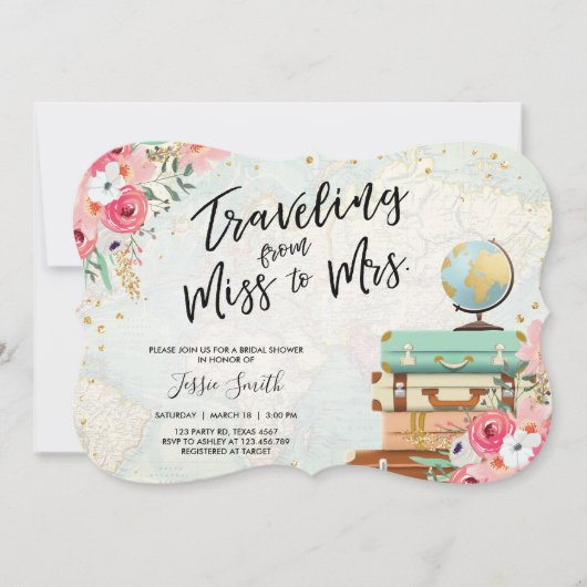 Reizen onder de naam Bridal-douche Kaart (Voorkant)