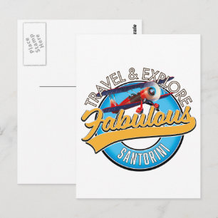 Reizen & Ontdek Prachtige Santorini Briefkaart