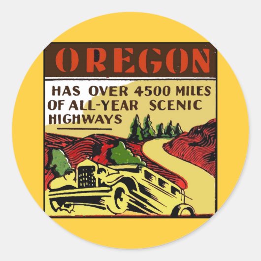 Reizen Oregon Schilderachtig snelwegen Ronde Sticker (Voorkant)