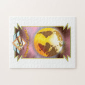 Reizen over de Wereld Gouden Globe Legpuzzel (Horizontaal)