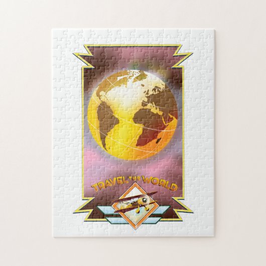 Reizen over de Wereld Gouden Globe Legpuzzel (Verticaal)
