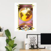 Reizen over de Wereld Gouden Globe Poster (Thuiskantoor)