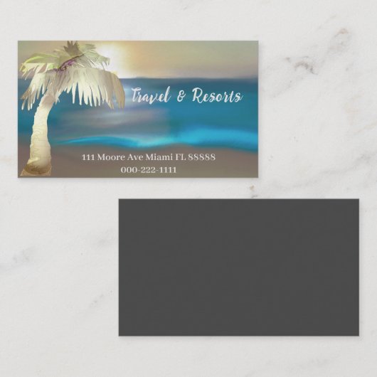 Reizen Palmboom Licht Gouden Visitekaartjes (Voorkant / Achterkant)