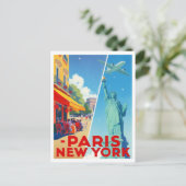 Reizen Parijs New York Briefkaart (Staand voorkant)