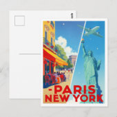 Reizen Parijs New York Briefkaart (Voorkant / Achterkant)