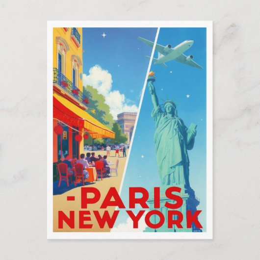 Reizen Parijs New York Briefkaart (Voorkant)