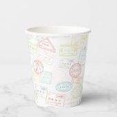 Reizen Paspoort Stamp Up & Away Patroon Paper Cup Papieren Bekers (Voorkant)