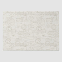 Reizen Paspoort Stempel Beige Patroon Tissue Paper Tissuepapier