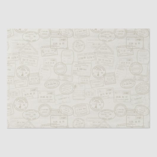 Reizen Paspoort Stempel Beige Patroon Tissue Paper Tissuepapier (Voorkant)