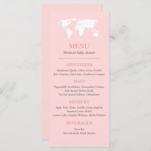 Reizen Passport Reiskaart Avontuur Baby shower Menu (Voorkant / Achterkant)