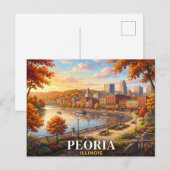 Reizen Peoria Illinois Briefkaart (Voorkant / Achterkant)