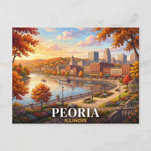 Reizen Peoria Illinois Briefkaart (Voorkant)