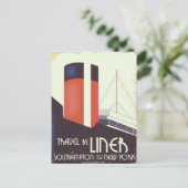 Reizen per Liner - vintage reisposter Briefkaart (Staand voorkant)
