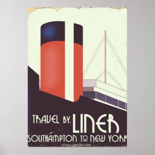 Reizen per Liner - vintage reisposter Poster