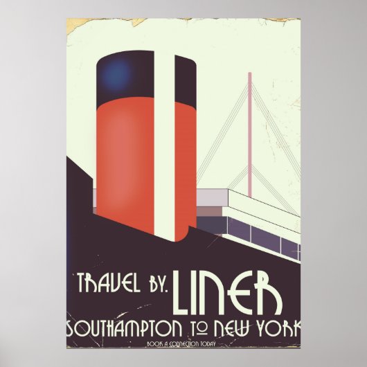 Reizen per Liner - vintage reisposter Poster (Voorkant)