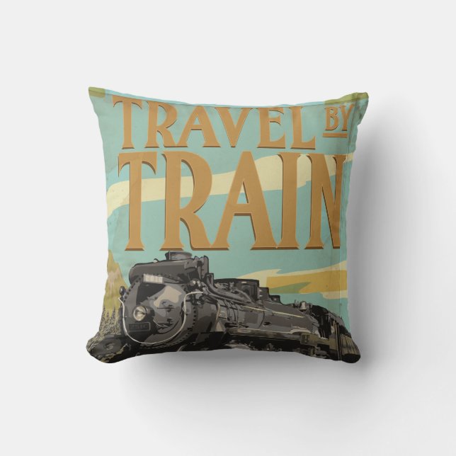 Reizen per trein locomotief poster kussen (Voorkant)