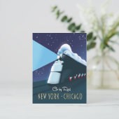 "Reizen per trein" New York - Chicago Briefkaart (Staand voorkant)