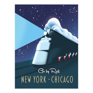 "Reizen per trein" New York - Chicago Foto Afdruk