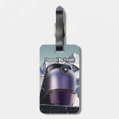 Reizen per trein Sci-Fi vintage kunst Bagagelabel (Achterkant verticaal)