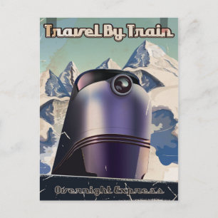 Reizen per trein Sci-Fi vintage kunst Briefkaart