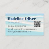 Reizen QR Ocean Beach Zee Aqua Blue Business Visitekaartje (Achterkant)