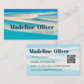 Reizen QR Ocean Beach Zee Aqua Blue Business Visitekaartje (Voorkant / Achterkant)