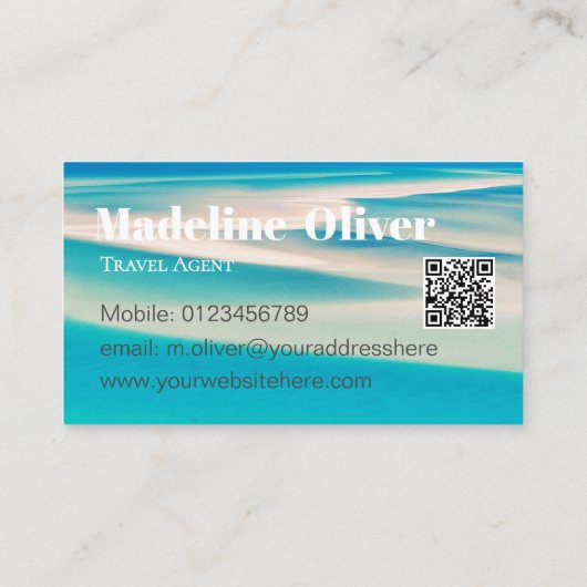 Reizen QR Ocean Beach Zee Wit Blauw Bedrijf Visitekaartje (Achterkant)