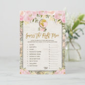 Reizen Raad eens de juiste prijs-Baby shower spelk Kaart (Staand voorkant)