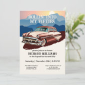 Reizen Retro Classic Car Thema 50e verjaardag Kaart (Staand voorkant)