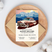 Reizen Retro Classic Car Thema 50e verjaardag Kaart