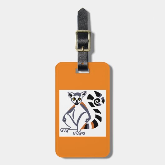 Reizen - Ringstaart LEMUR -Wildlife - Sinaasappel Bagagelabel (Voorkant verticaal)