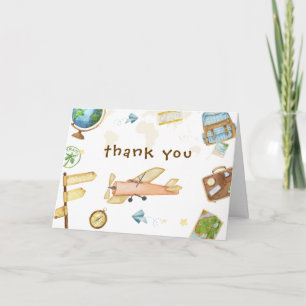 Reizen Rond De Wereld Vliegtuig Baby Shower Bedankkaart