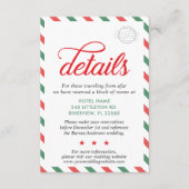 Reizen Rood Groen Kerstbruiloft Details Informatiekaartje (Voorkant)