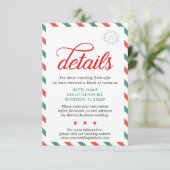 Reizen Rood Groen Kerstbruiloft Details Informatiekaartje (Staand voorkant)