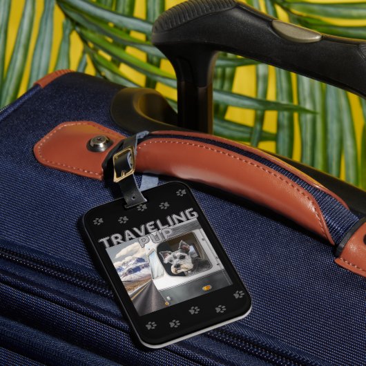 Reizen Schnauzer Pup Zwart Bagagelabel (Voorkant Insitu 1)