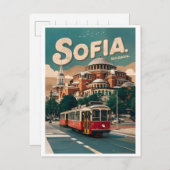 Reizen Sofia, Bulgarije  geschenken stadstram Briefkaart (Voorkant / Achterkant)