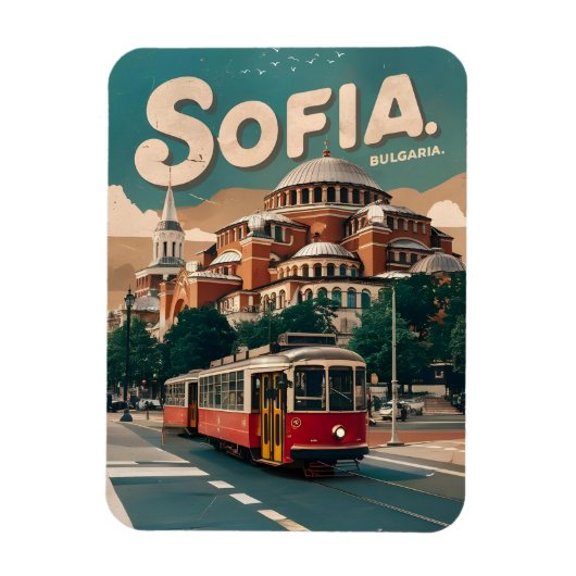 Reizen Sofia, Bulgarije  geschenken stadstram Magneet (Verticaal)