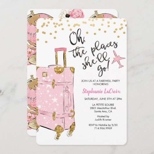 Reizen Thema Afscheid Afscheid Afscheid Feestuitno Kaart (Voorkant / Achterkant)