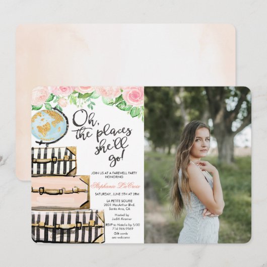 Reizen Thema Afscheidsfeestfoto uitnodiging (Voorkant / Achterkant)