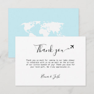 Reizen thema Baby shower Schattige Flat Dank u kaa Bedankkaart