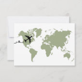 Reizen thema Baby shower Wereldkaart Sage Green Bedankkaart (Achterkant)