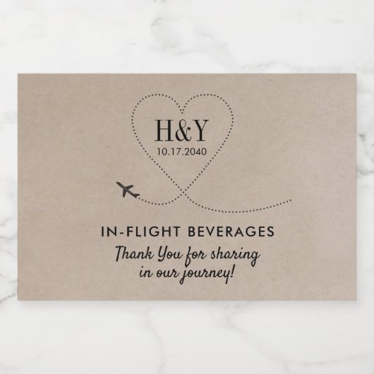 Reizen Thema Behandel Snack Goody Vliegtuighart Likeurfles Etiket (Enkel label)