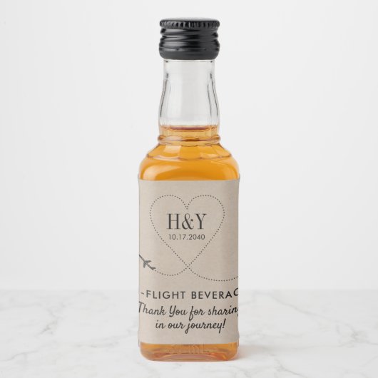 Reizen Thema Behandel Snack Goody Vliegtuighart Likeurfles Etiket (Voorkant)